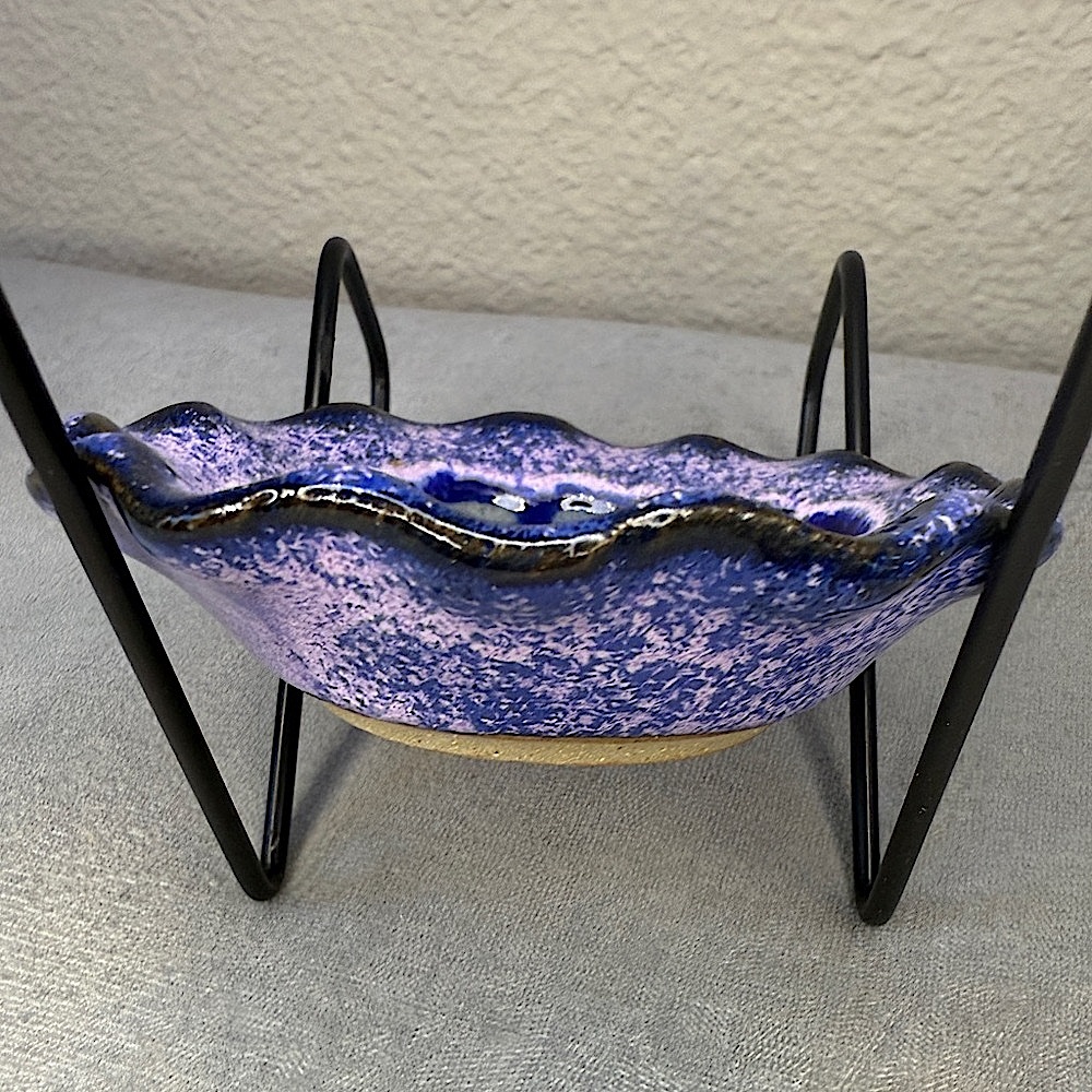 Trinket Dish - Fused Glass Art Pottery Purple/Blue Dish - USA, Down To Earth - Picture 5 of 16